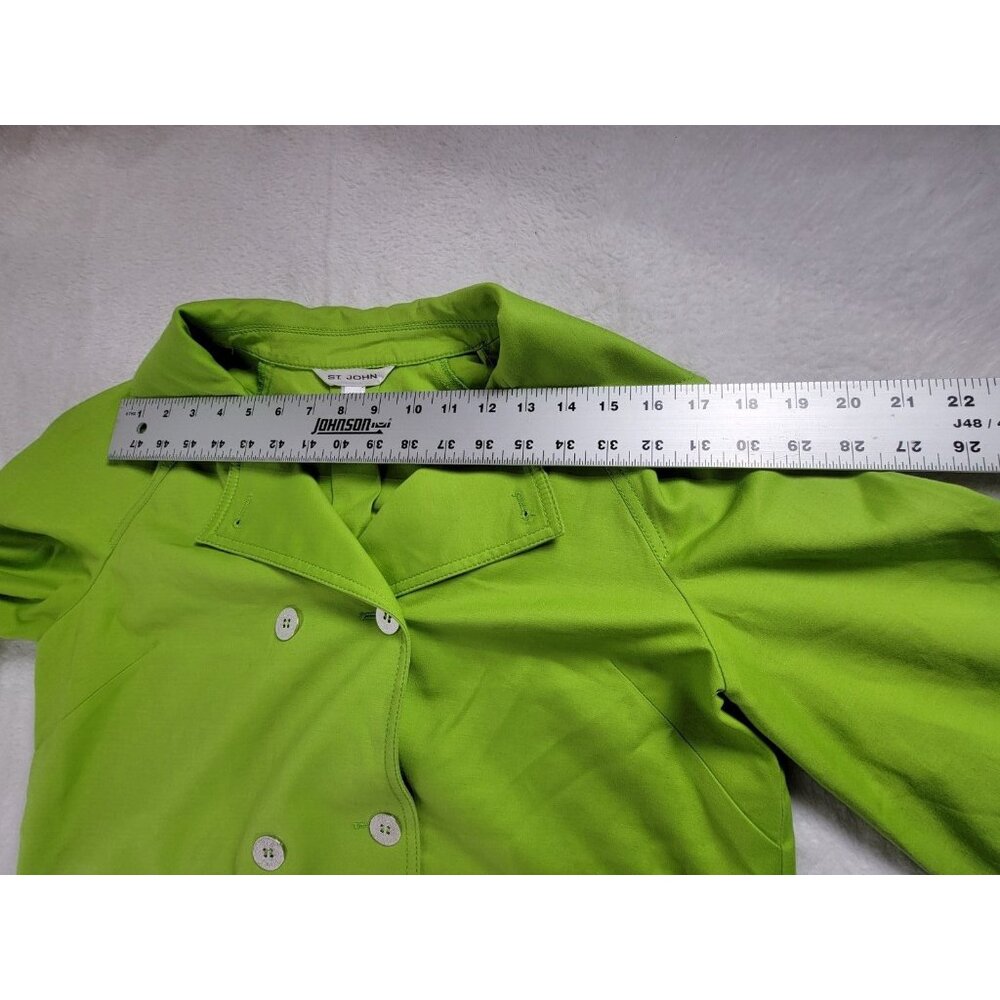 St. John Women Double Breasted Coat Blazer Jacket Medium Green 3/4 Sleeve Career - Picture 6 of 8
